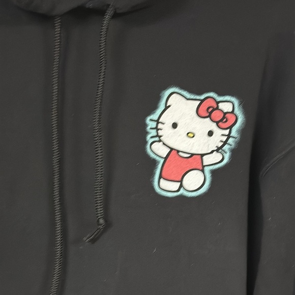 Hello Kitty Black Sanrio Hoodie with Japanese Graphic Sleeves - Size S/M - Picture 3 of 6